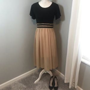 Black and Tan cinched waist dress size small